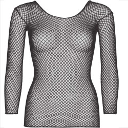 Leg Avenue - T-Shirt À Manches Longues Résille Noir